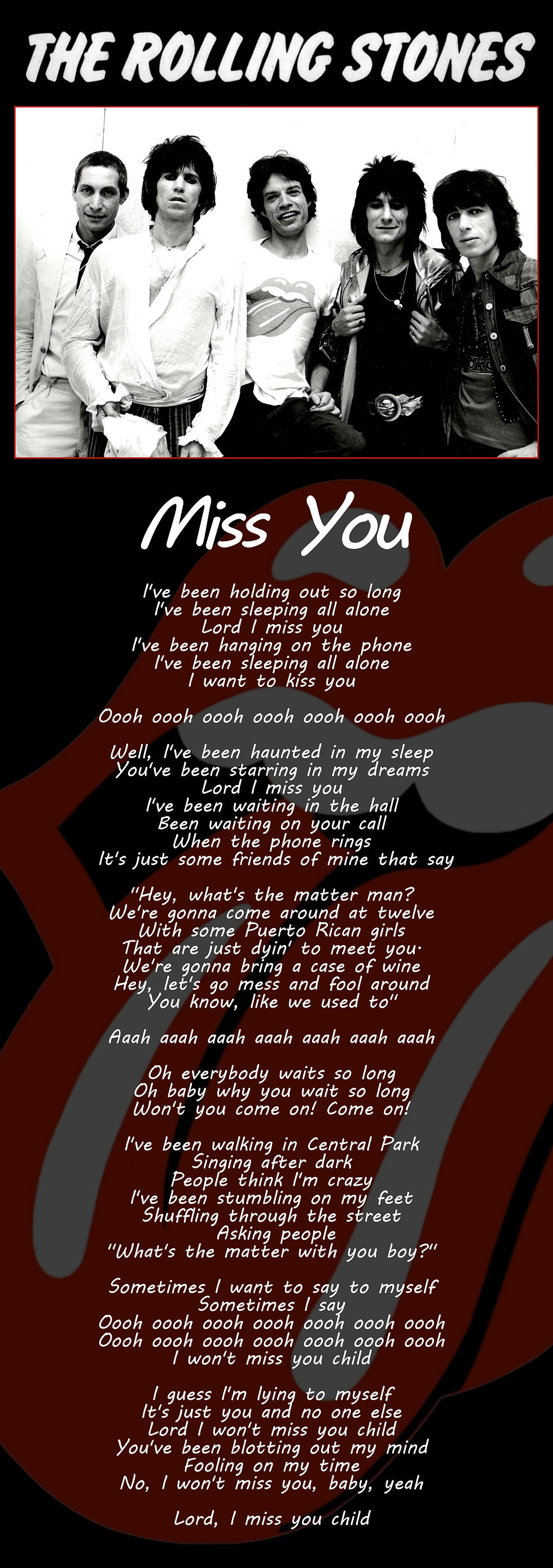 ROLLING STONES MISS YOU LYRIC