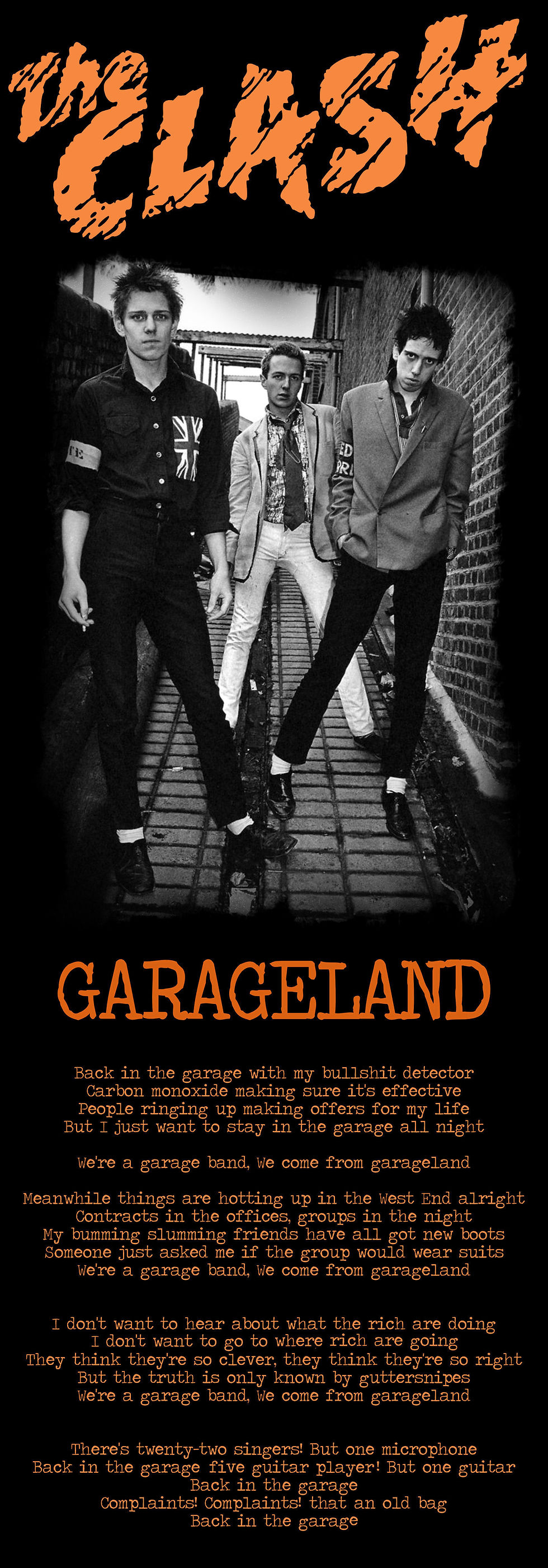 THE CLASH GARAGELAND LYRIC