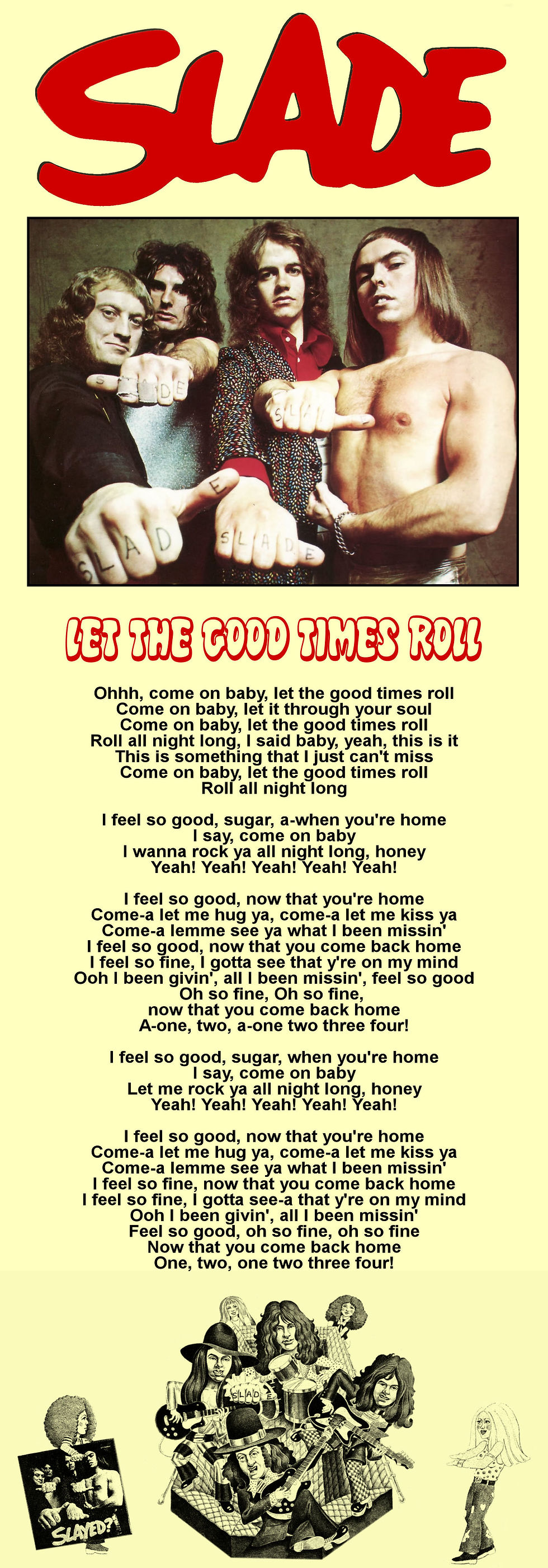SLADE LET THE GOOD TIMES ROLL LYRIC