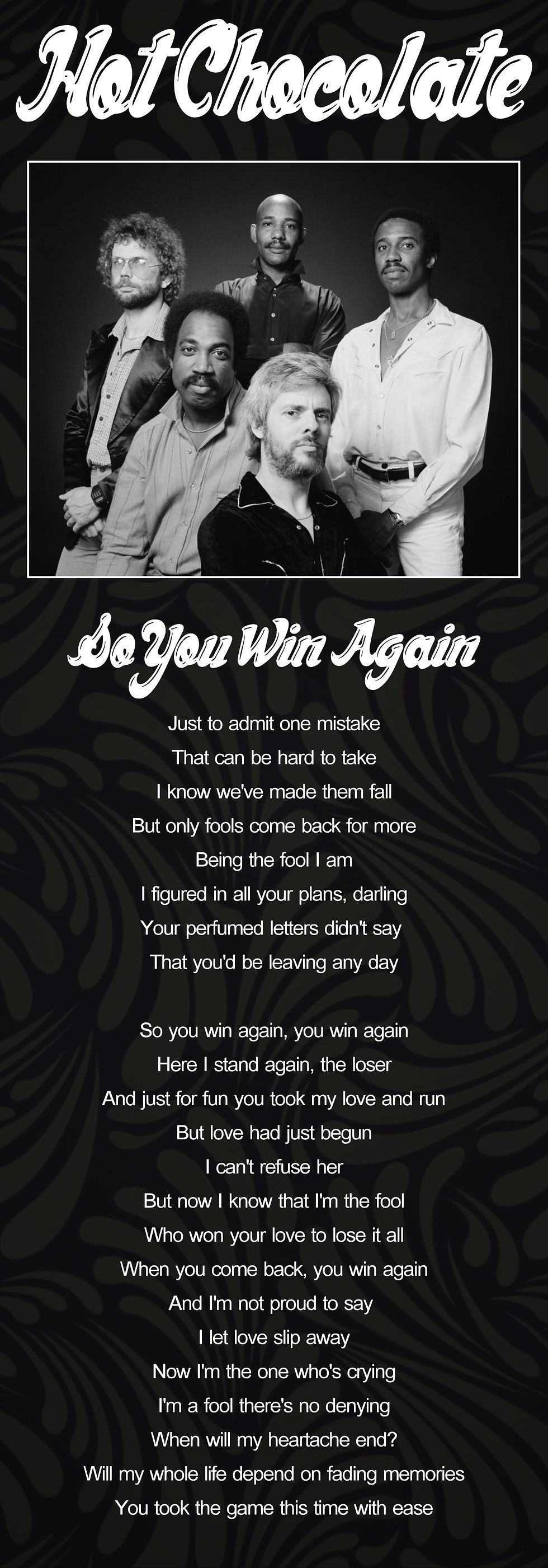 HOT CHOCOLATE SO YOU WIN AGAIN LYRIC