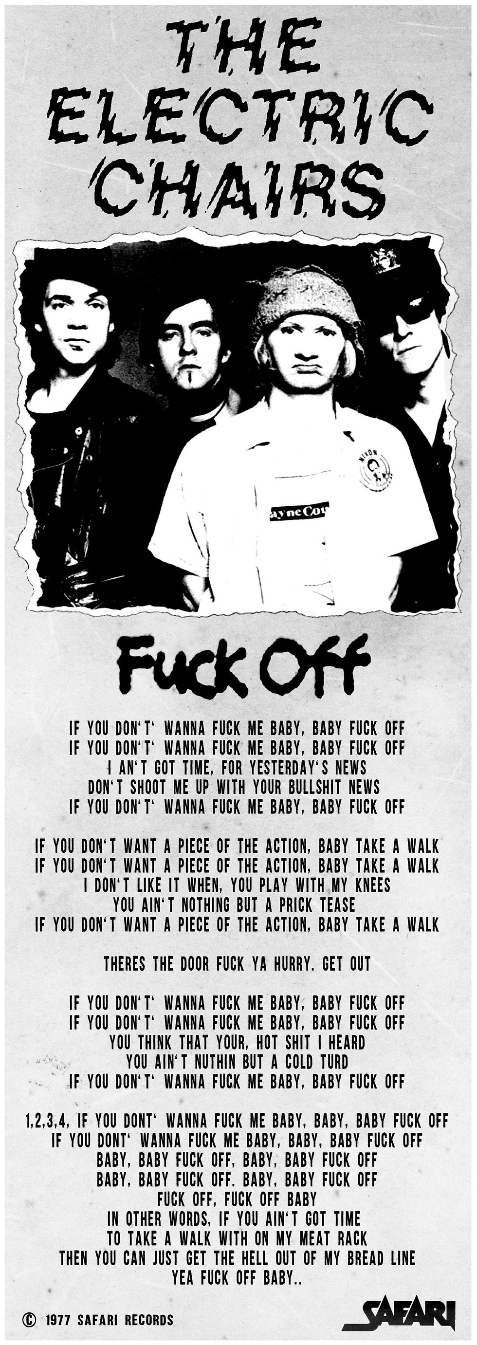 THE ELECTRIC CHAIRS FUCK OFF LYRIC