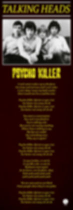 TALKING HEADS PSYCHO KILLER LYRIC