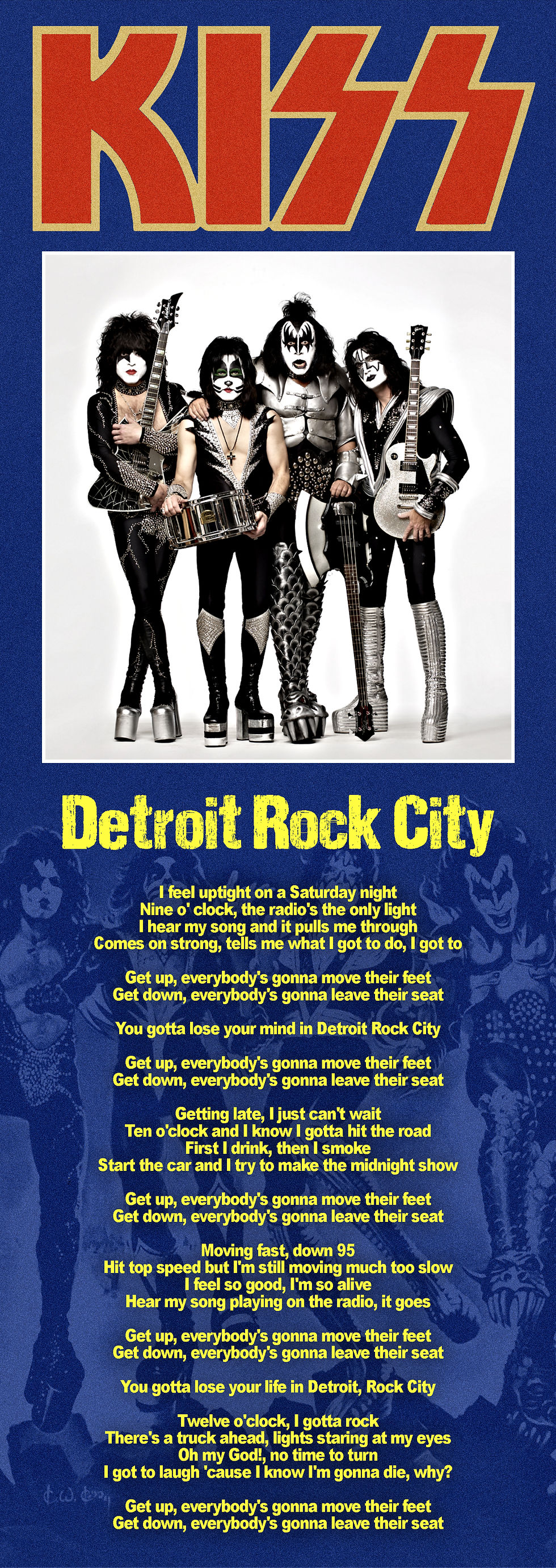 KISS DETROIT CITY ROCK LYRIC