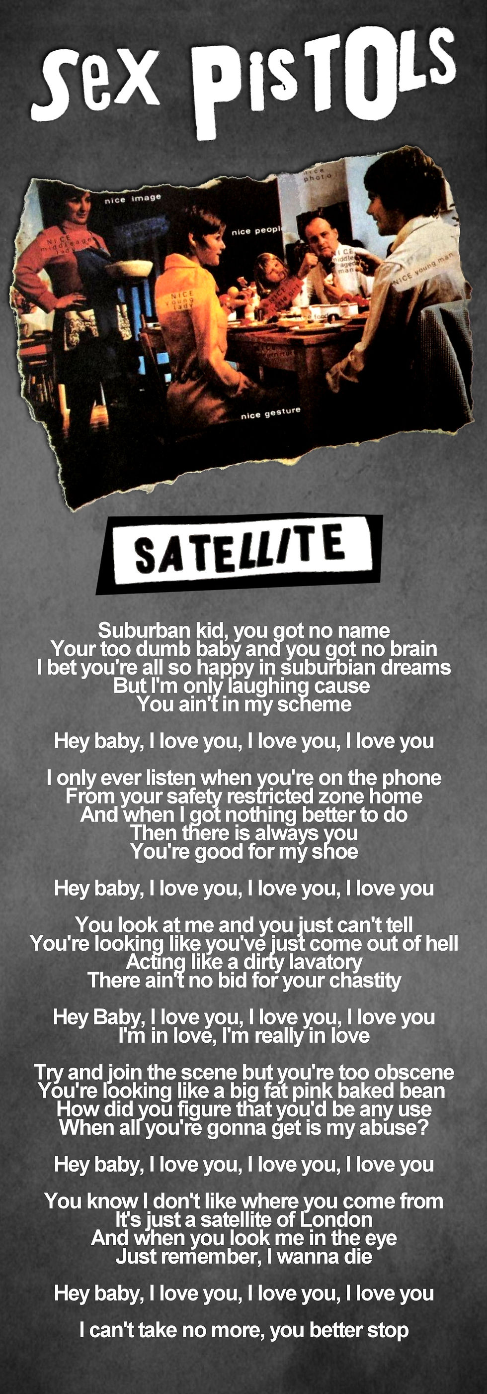SEX PISTOLS SATELLITE LYRIC