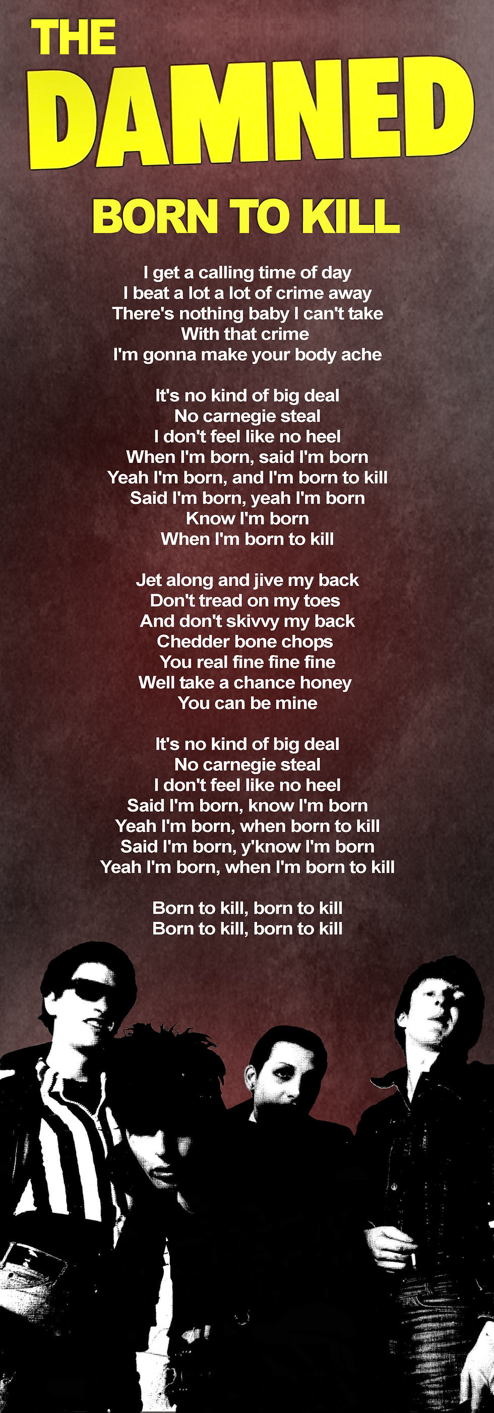 THE DAMNED BORN TO KILL LYRIC
