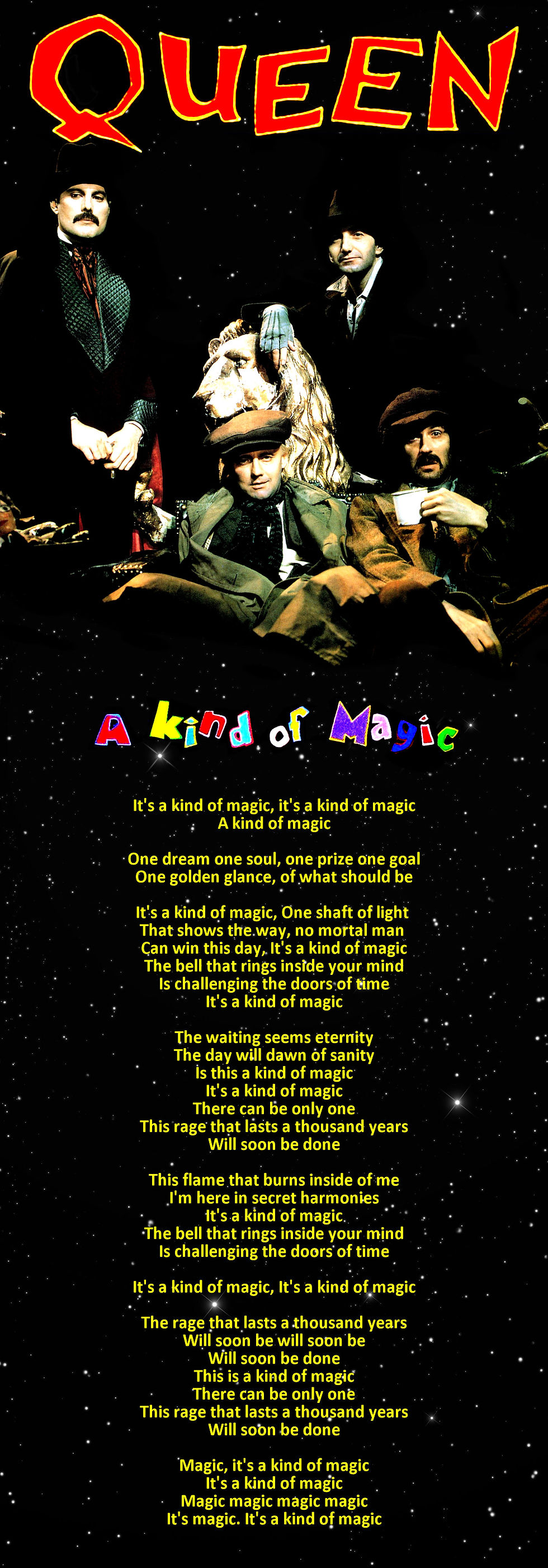 QUEEN A KIND OF MAGIC LYRIC
