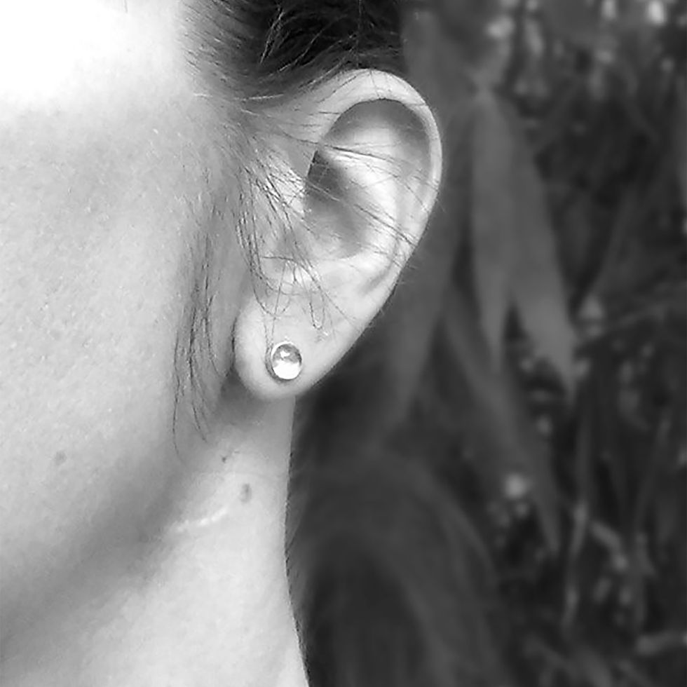 Thumbnail: Silver Moonstone Studs, Sterling Silver Post Earrings