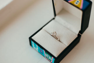 Solitaire diamond engagement ring in a Liverpool One box