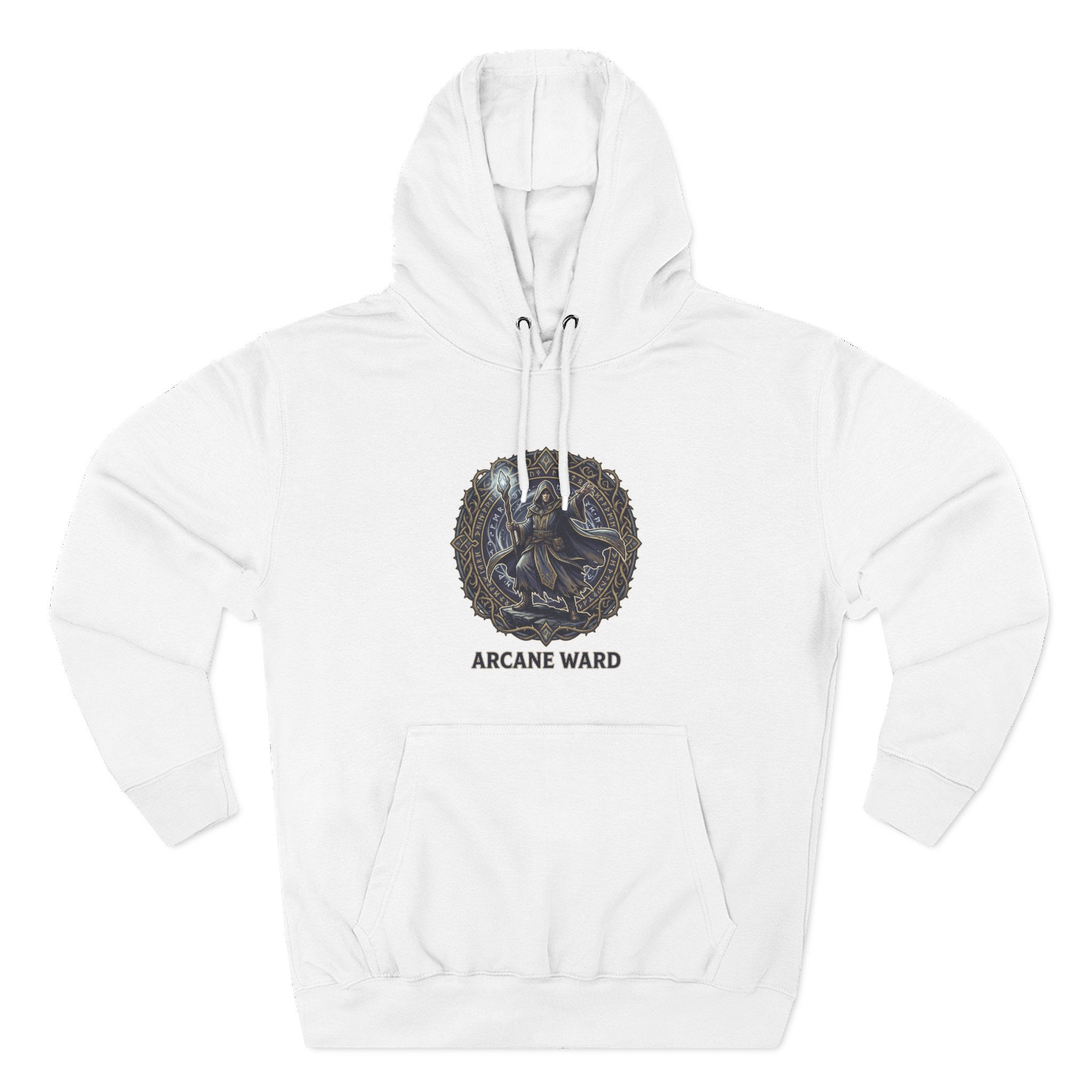 Arcane Ward Fleece Hoodie — Mystic Rune Graphic Hooded Sweatshirt