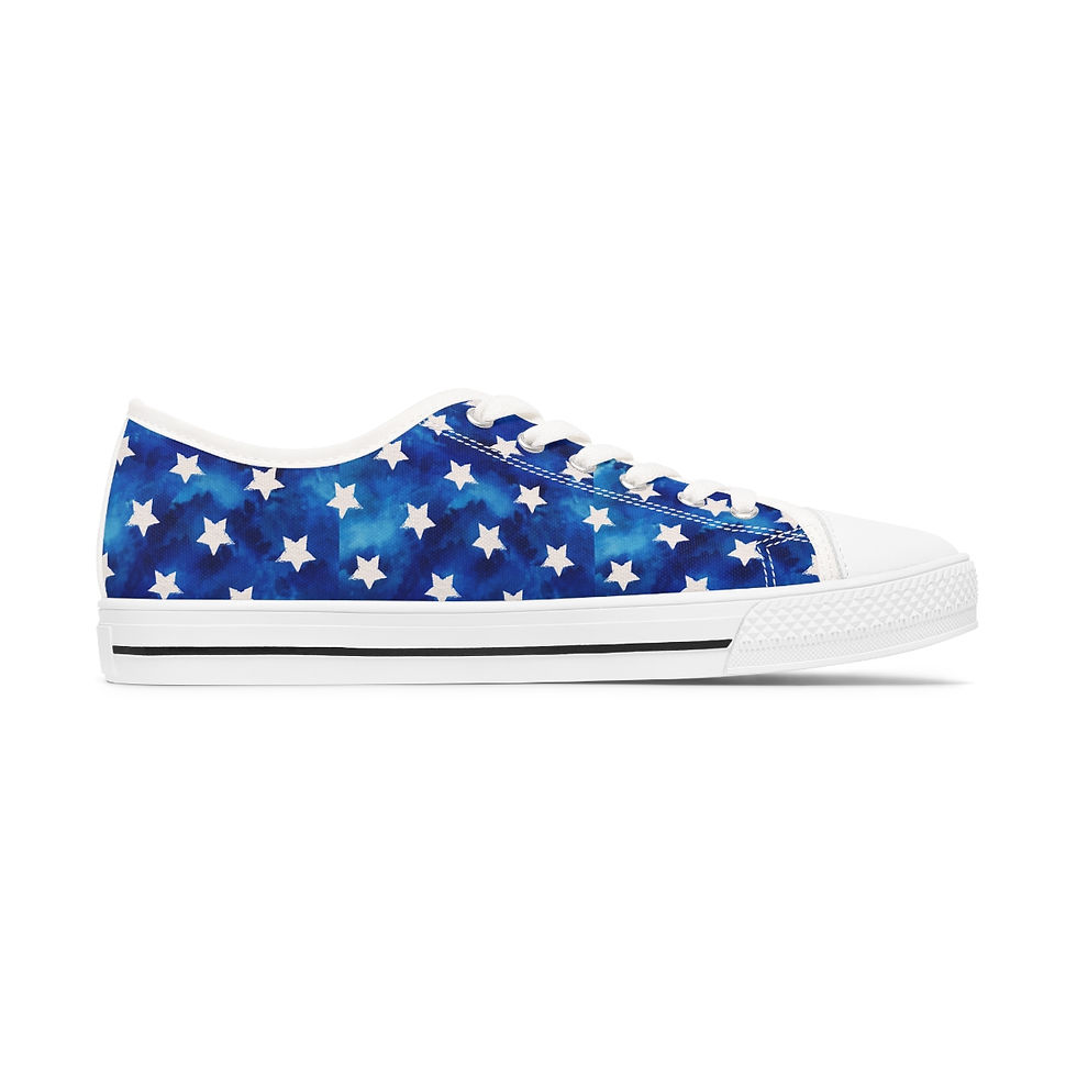 Thumbnail: Water-color Stars Wonder Night Design Women's Low Top Sneakers