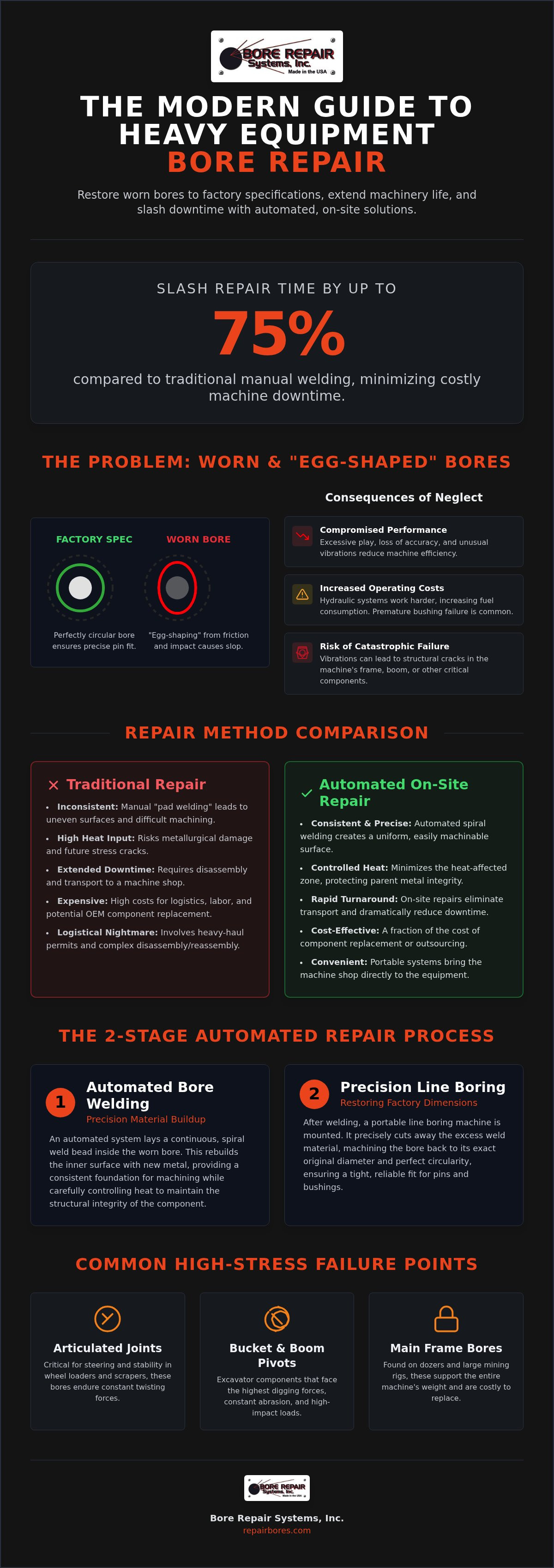 Construction equipment bore repair