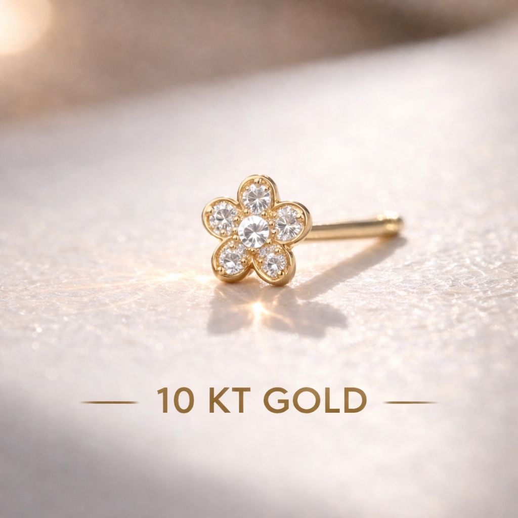 Piercing de oro 10k flor