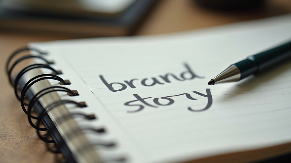 Close-up view of a notebook with handwritten brand story notes