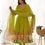 Thumbnail: Green Pure Organza Kurta And Pant With Dupatta Anarkali Gown Suit Set For Women