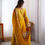 Thumbnail: Attractive Chinon Silk Embroidered With Rivet Moti Yellow Sharara Suit