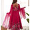 Thumbnail: Pink Soft Organza Anarkali Kurta And Pant With Dupatta Gown Suit Set For Women