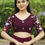 Thumbnail: Maroon Solid Flower Embroidered Bollywood Style Georgette Saree For Women