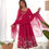 Thumbnail: Pink Soft Organza Anarkali Kurta And Pant With Dupatta Gown Suit Set For Women