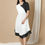 Thumbnail: A Girl in Stylish Western Black & White Knee Length One Piece Midi Dress For Girls