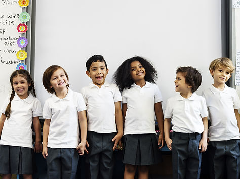 Group of diverse kindergarten students s