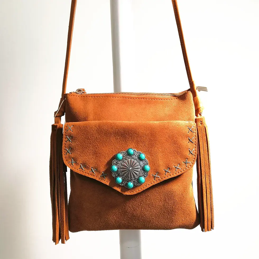 Thumbnail: Women’s Genuine Leather Boho Suede Pouch Sling Bag