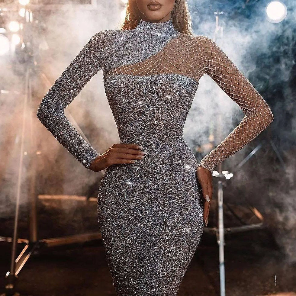 Thumbnail: Sparkling Mesh Evening Dress
