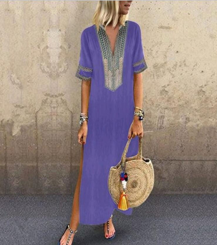 Thumbnail: Women's Sleeveless Boho Party Casual Kaftan Maxi Dress Long Flowing Summer Dress