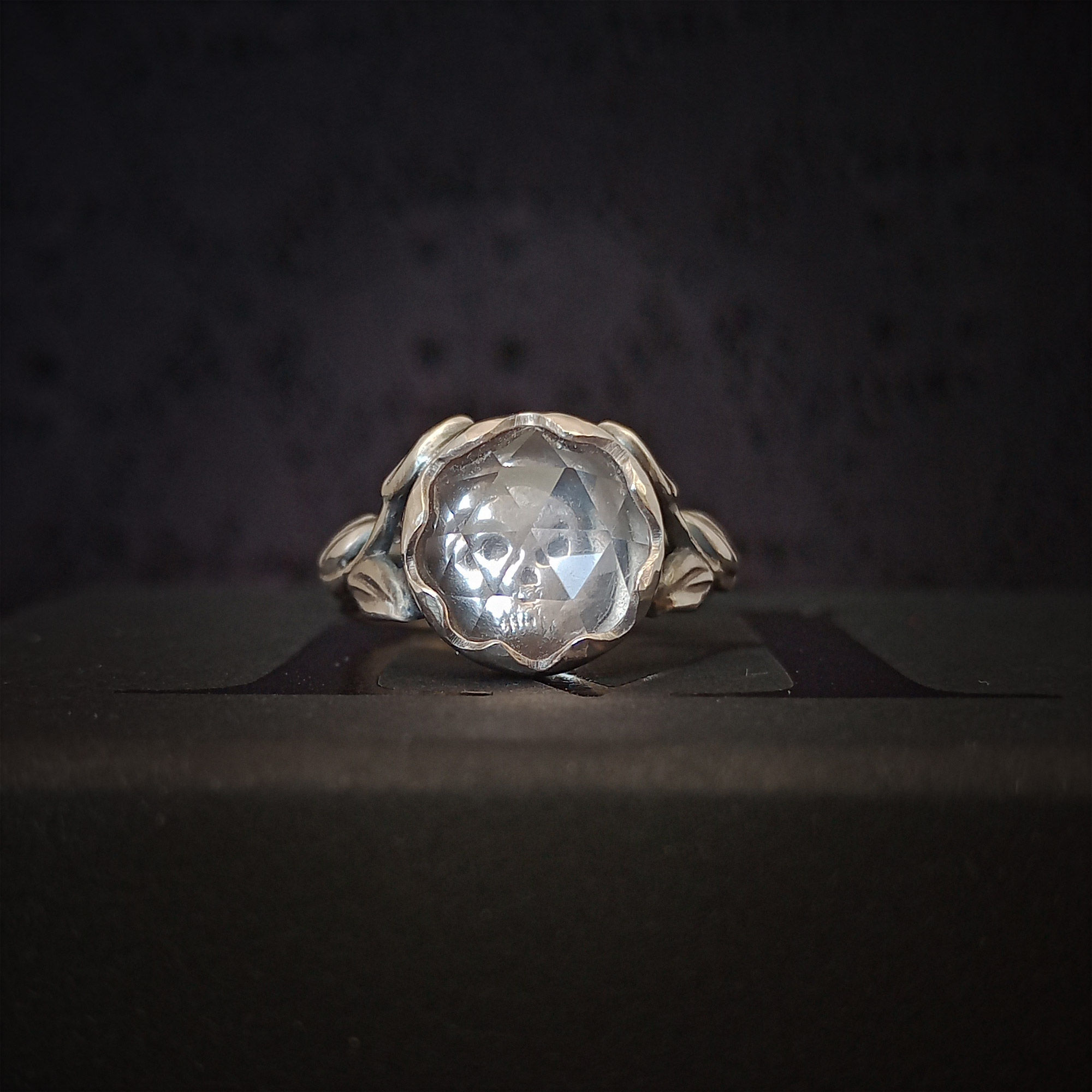 Kaleidoskull Rose Ring With Rose Quartz