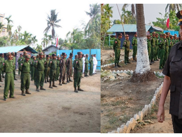 ALP members led by Daw Saw Mya Raza Lin are being sent to the Sittwe frontline
