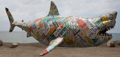 "Face Your Fears" License Plate Shark Sculpture