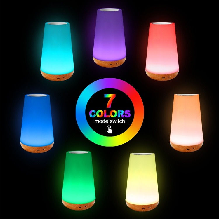 Thumbnail: Wood Grain Rechargeable Remote Touch Lamp