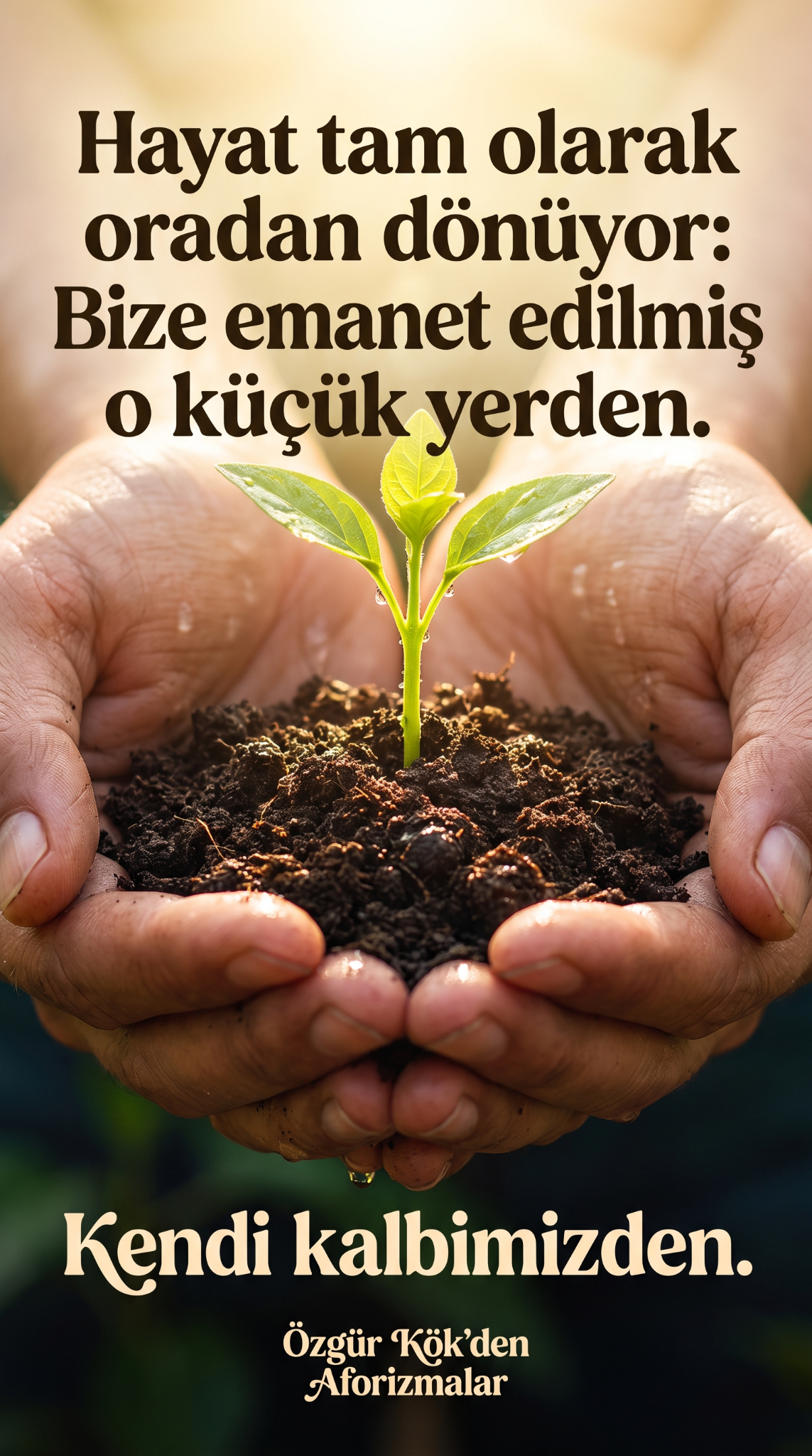 Hayat tam olarak oradan dönüyor: bize emanet edilmiş o küçük yerden.