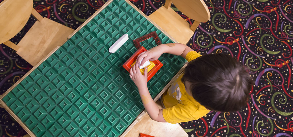 Boy Playing with Blocks