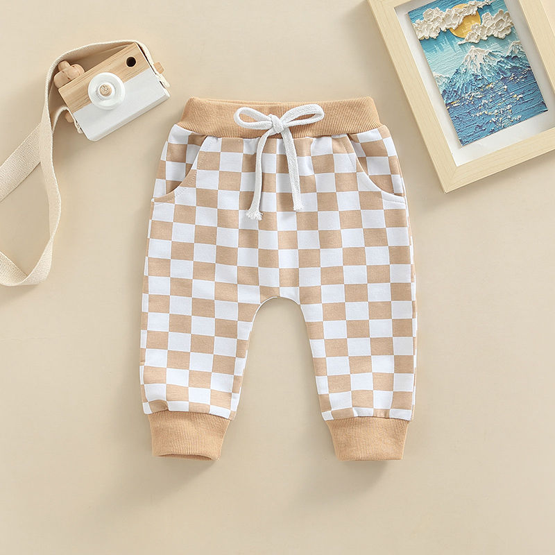 Thumbnail: Checkerboard Print Casual Baby Trousers for Toddlers