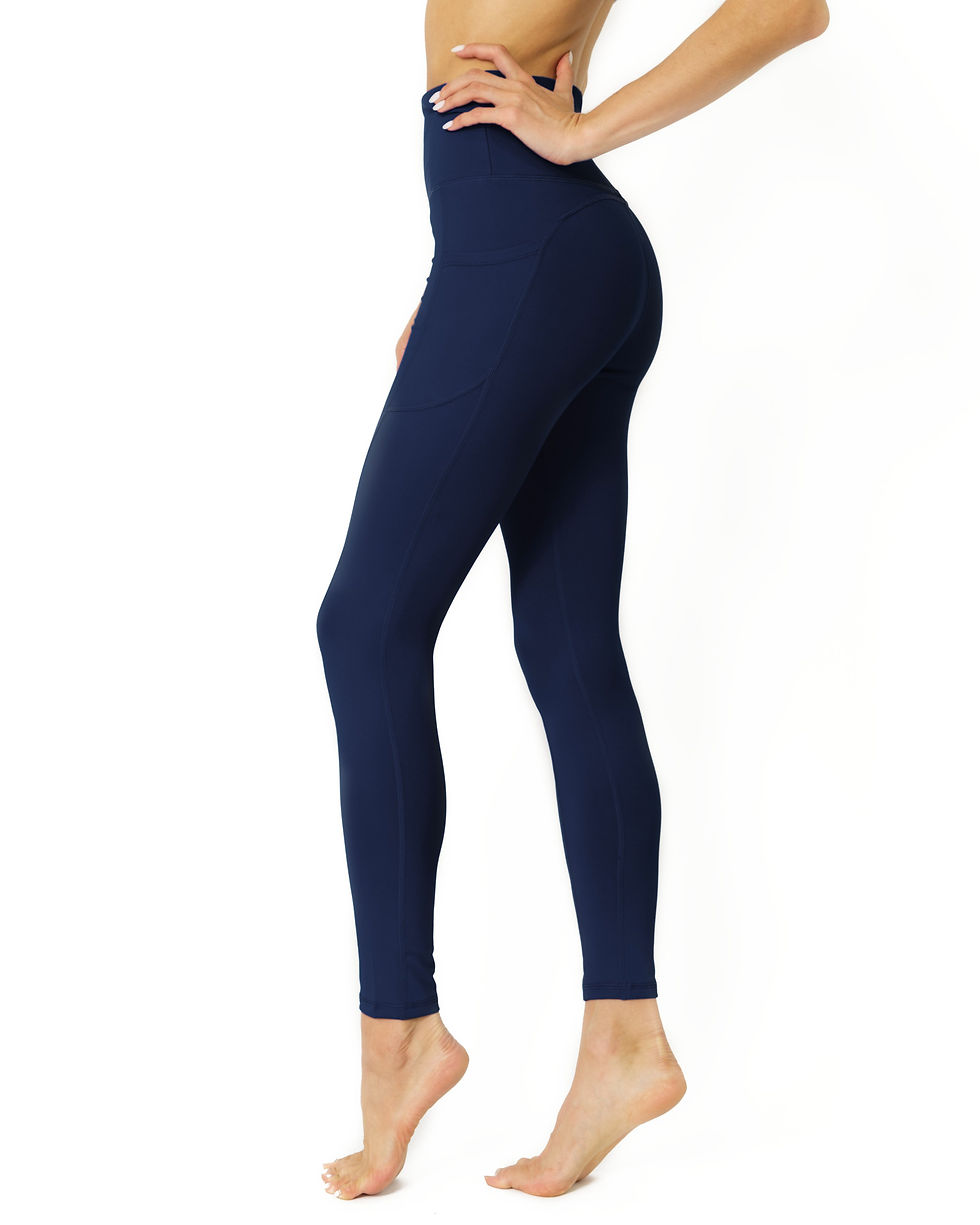 Thumbnail: High Waisted Yoga Leggings - Navy Blue