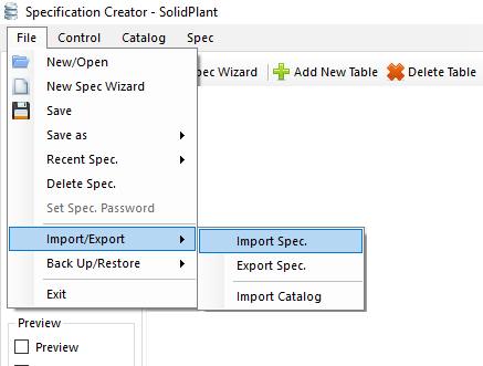 SolidPlant - Specification Creator