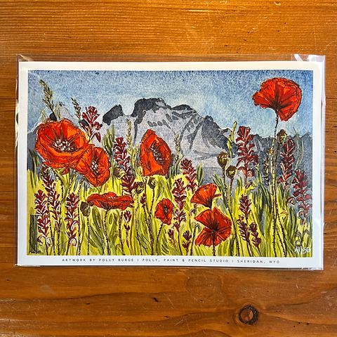 Blacktooth, Poppies, & Paintbrush Print (Ltd. 50) | Polly,Paint&Pencil