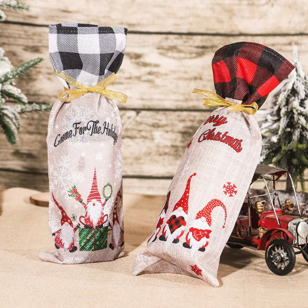 Christmas Gnome Wine Bottle Sleeve