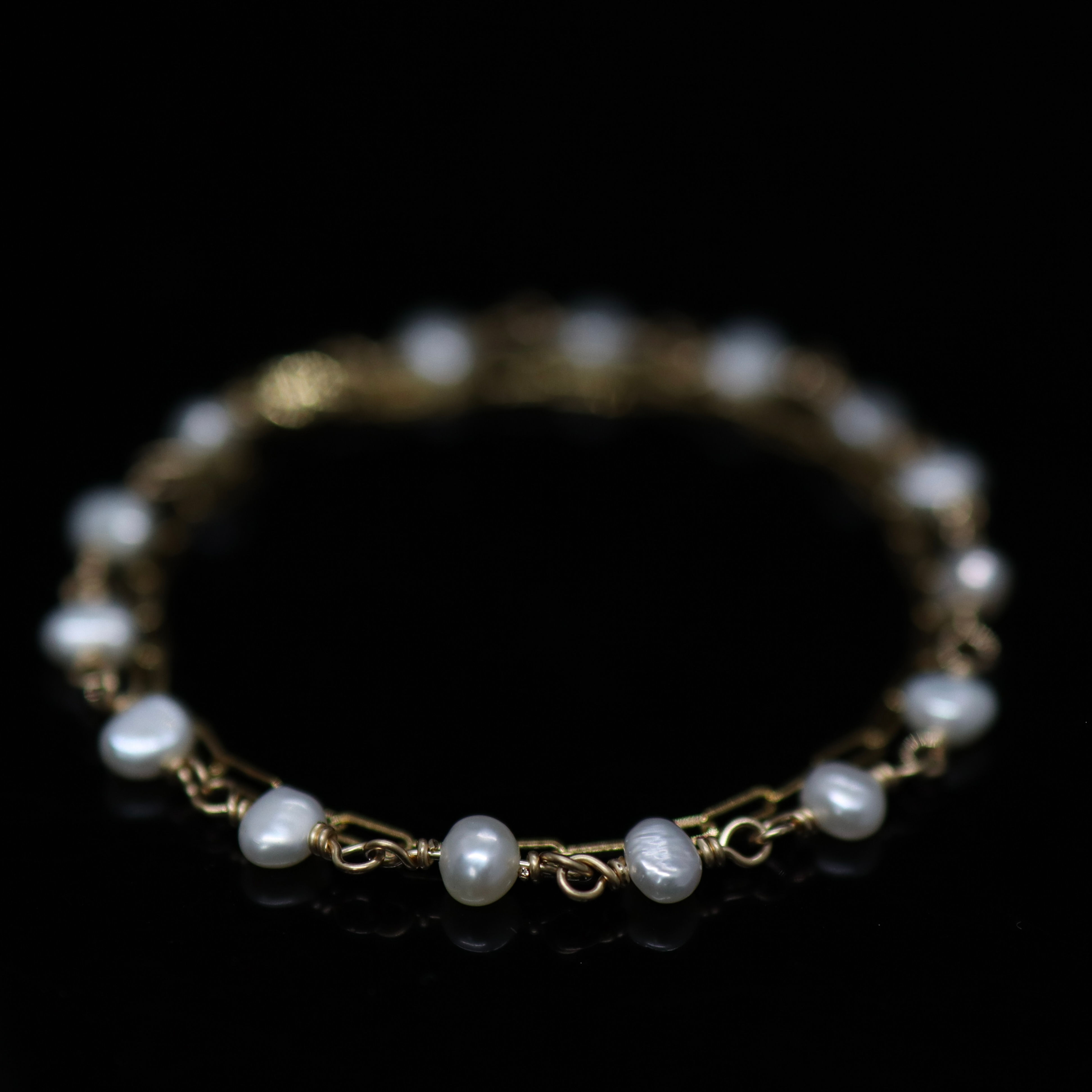 Pearl and Paper Clip Chain GF Beading Bracelet