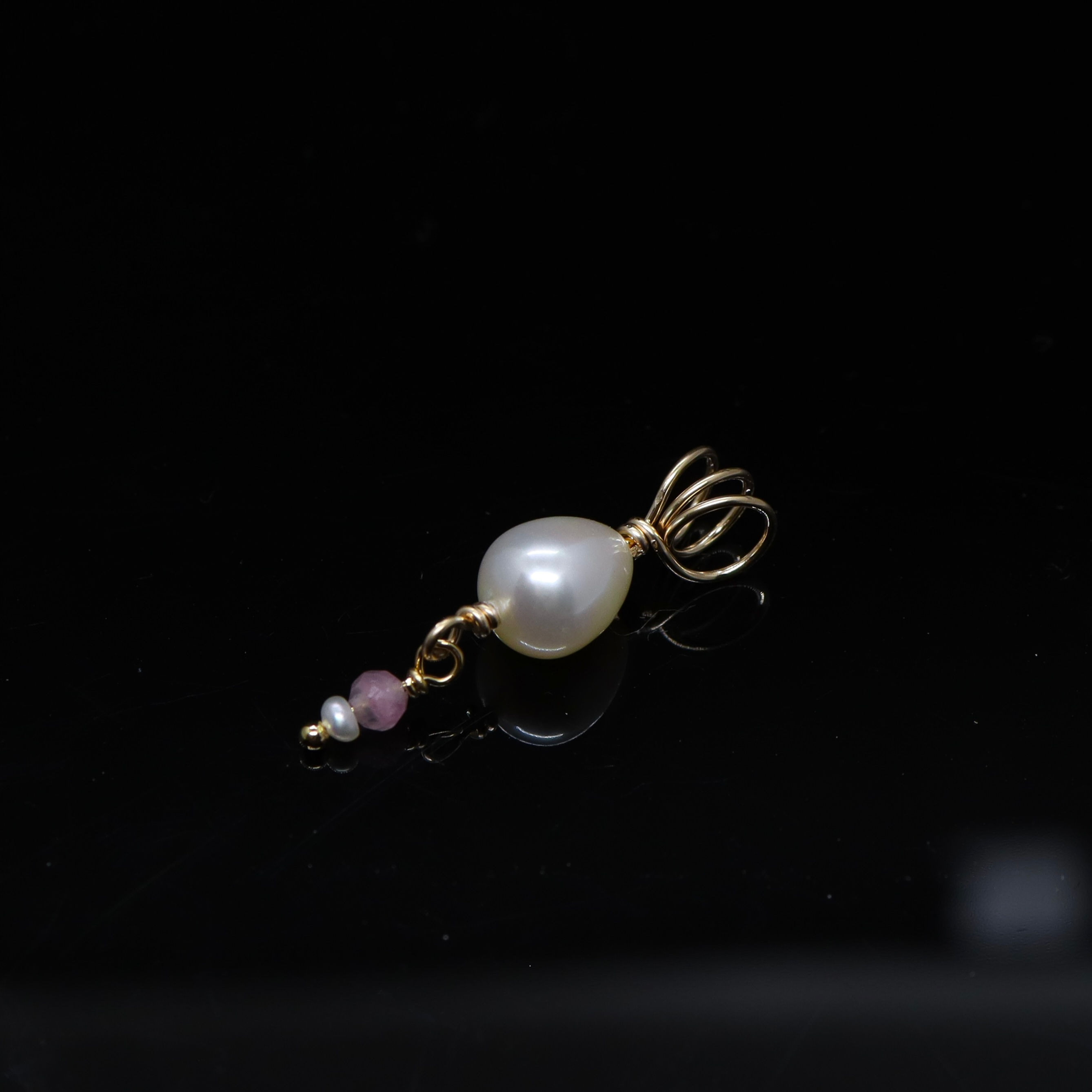 Pearl and Dancing Tourmaline GF Pendant