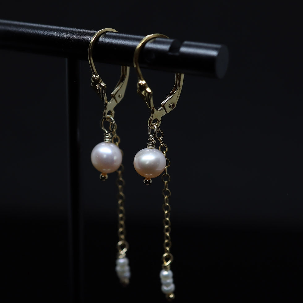 Boucles d'oreilles perle et chaine GF