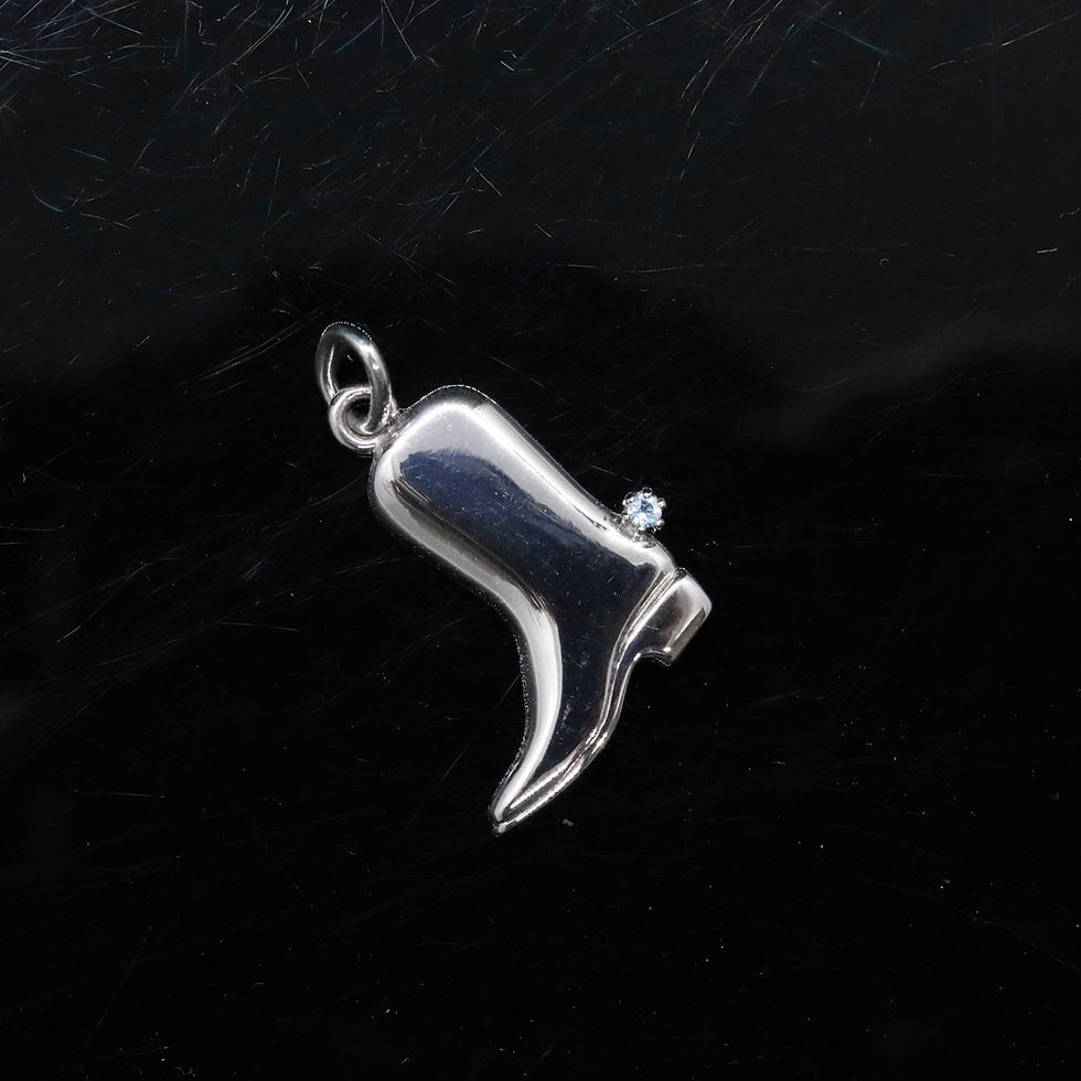 Miniature : Pendentif botte de cowboy classique argent et aiguemarine