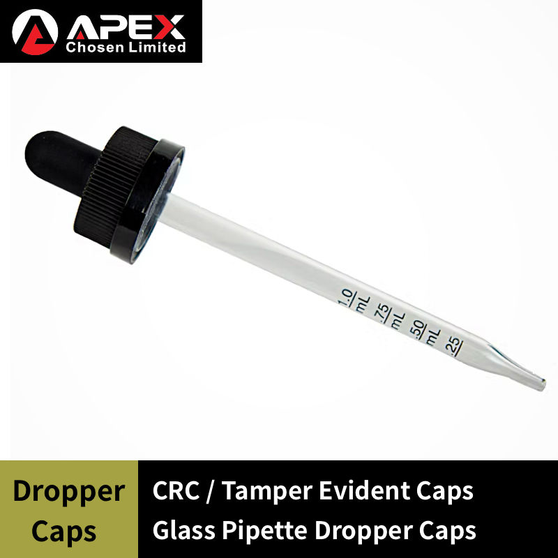 Thumbnail: PT-3# Graduated Glass Pipette Dropper Caps for Euro/Boston Round Bottles