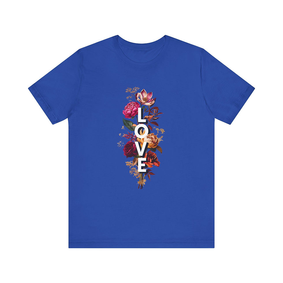 Thumbnail: Love Floral T-Shirt — Vertical Vintage Roses Graphic Tee