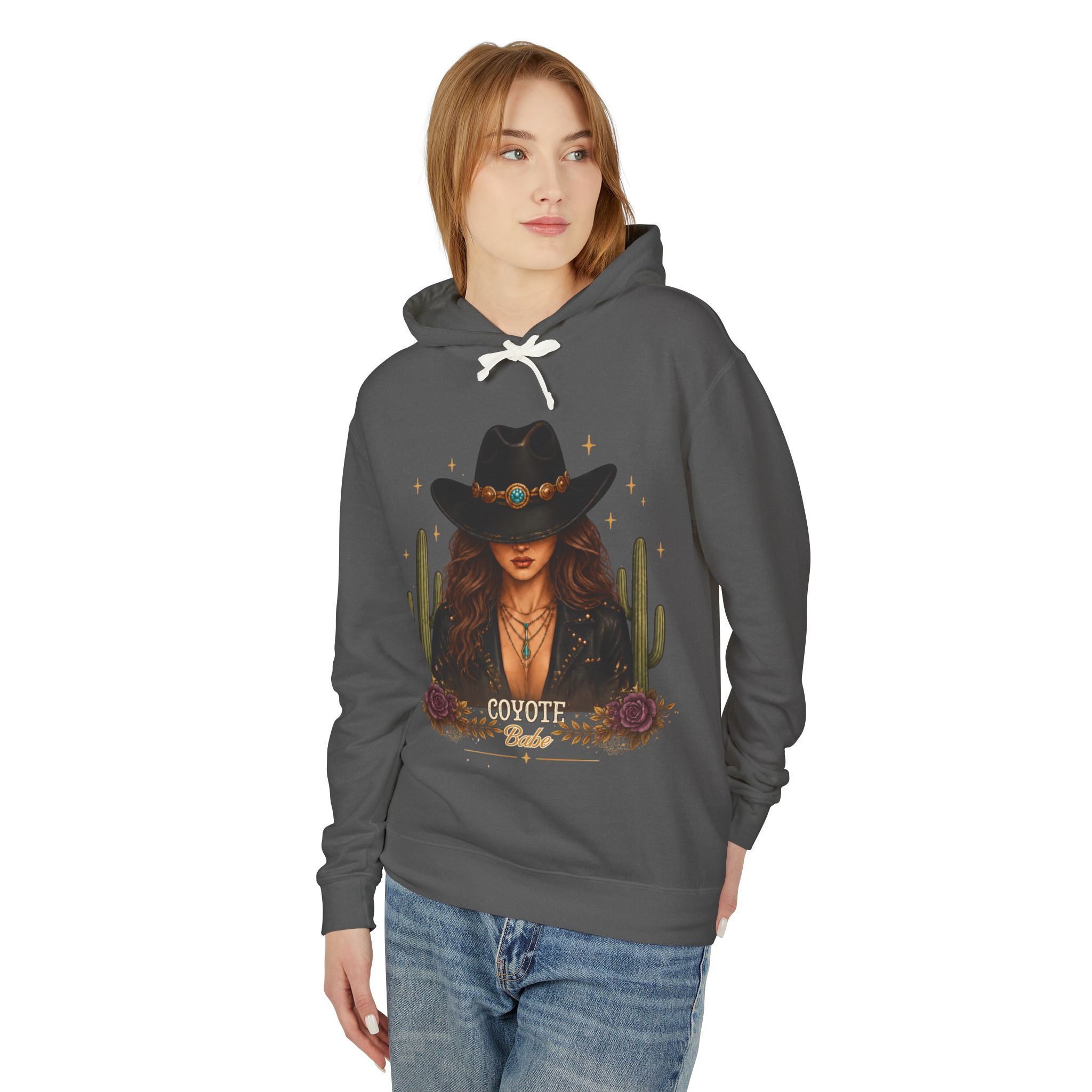 Coyote Babe Hoodie – Western Cowgirl Graphic Hooded Sweatshirt