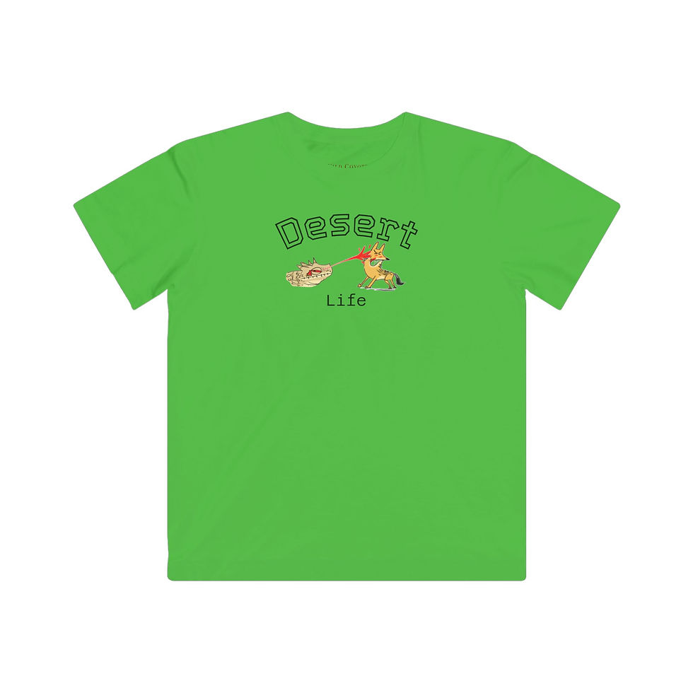 Thumbnail: Kids Desert Fun Coyote Tee — Cute Comic-Style Kid Illustration