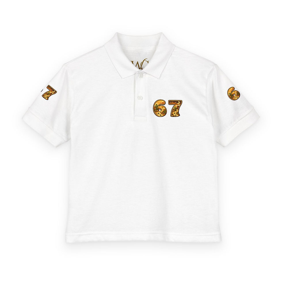 Thumbnail: Coyote Youth Polo — Wild Coyote Outfitters 67 Desert Graphic