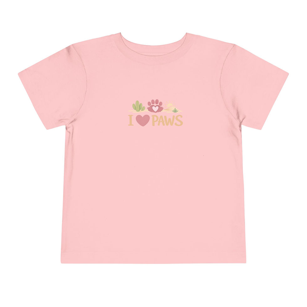 Thumbnail: I Love Paws Toddler Tee — Cute COYOTE Heart Graphic Kids Shirt