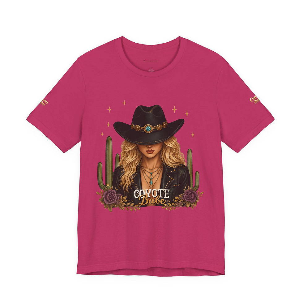 Thumbnail: Coyote Babe Tee American no back image— Western Cowgirl Graphic T-Shirt
