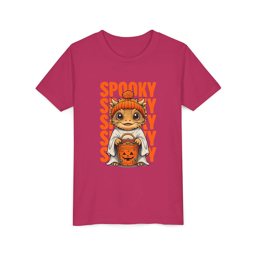 Thumbnail: Spooky Ghost HornLizard Youth Tee — Cute Halloween Trick-or-Treat Shirt